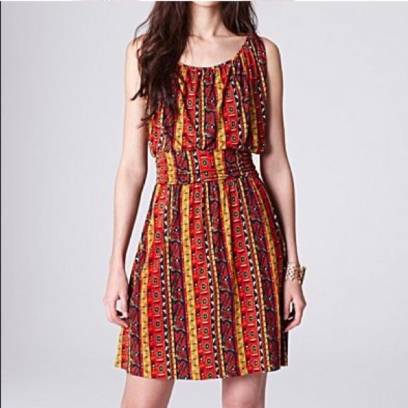 Lucky Brand Summer Nights Jordana Boho Midi Dress Geo Geometric Print Striped - Picture 3 of 9